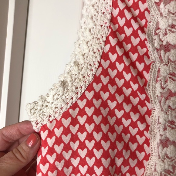 Rebellion V-Neck Red and White Heart blouse - Picture 6 of 7